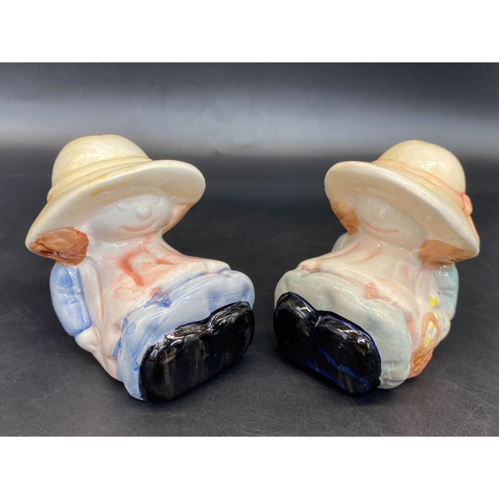 Vintage Holly Hobbie Ceramic Prairie Girls Salt and Pepper Shakers 3" x 2.5"